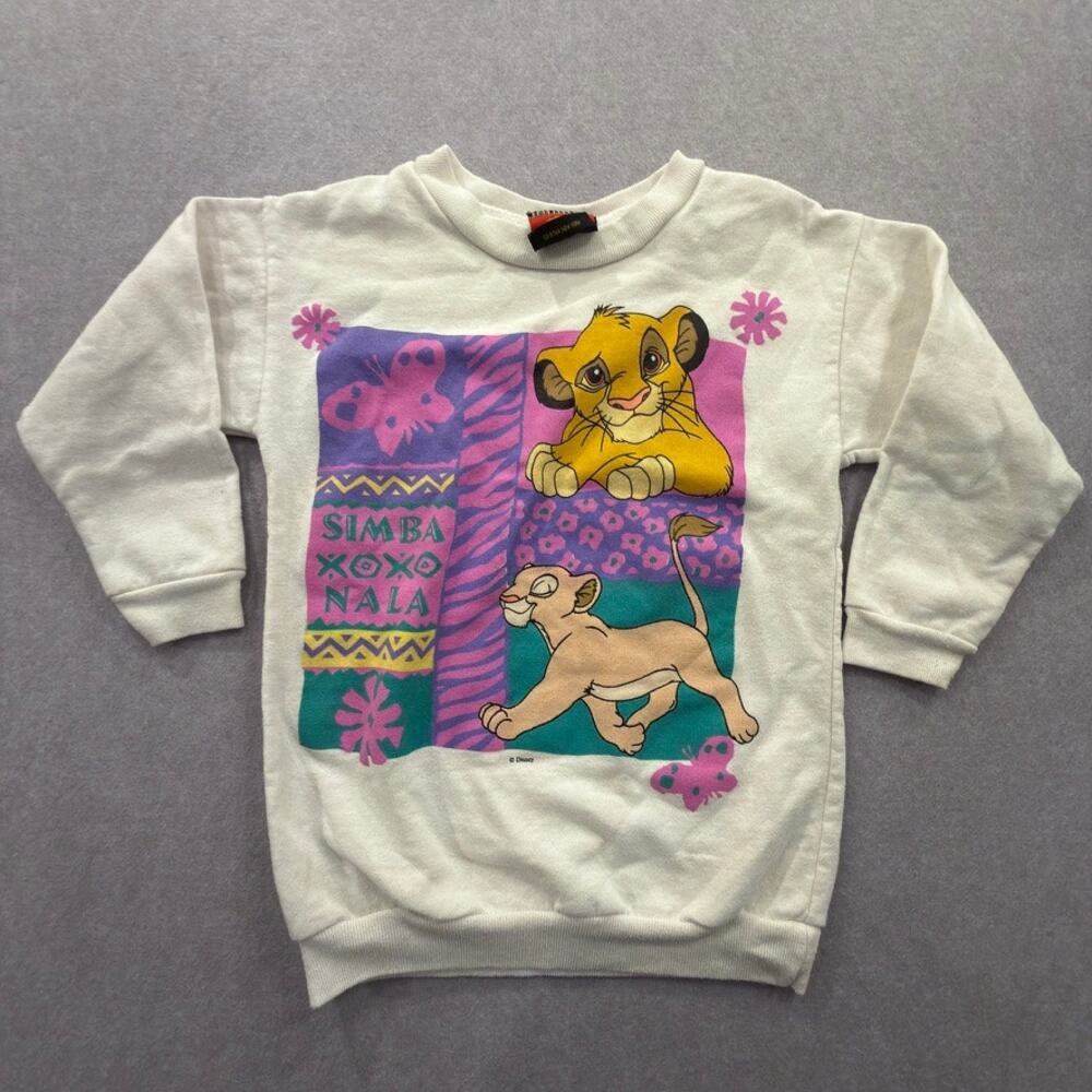Vintage Disney Lion King Sweatshirt Youth 6X Simba Nala 90s Crewneck